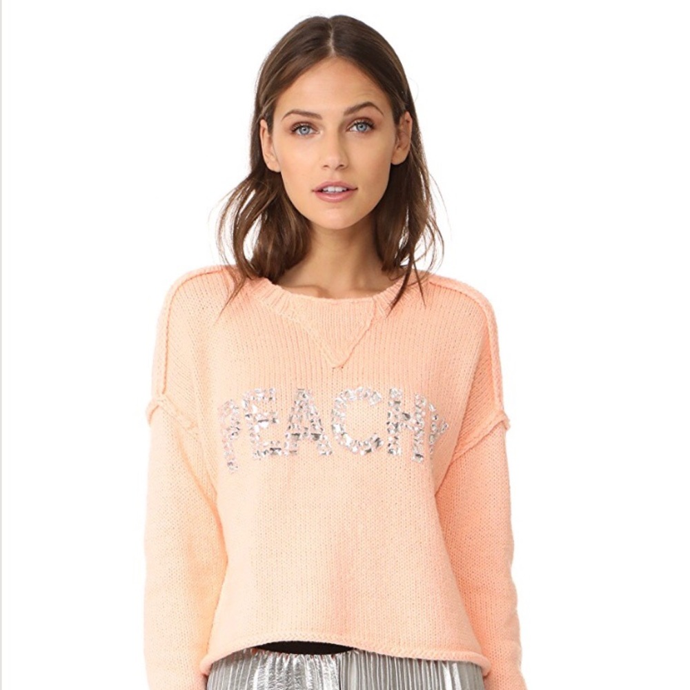HP π NWT Wildfox Peachy Rhinestone Sweater - Picture 1 of 5